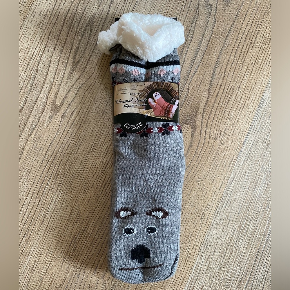 Thermal knit Slipper socks grey koala